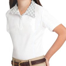 Romfh Kids Classic Short Sleeve Horse Show Shirt sz M (10) White/Grey NWT