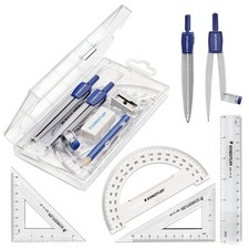 STAEDTLER School Kit Math Geometry Set - 10-Piece Compass, Protractor Ruler Ki