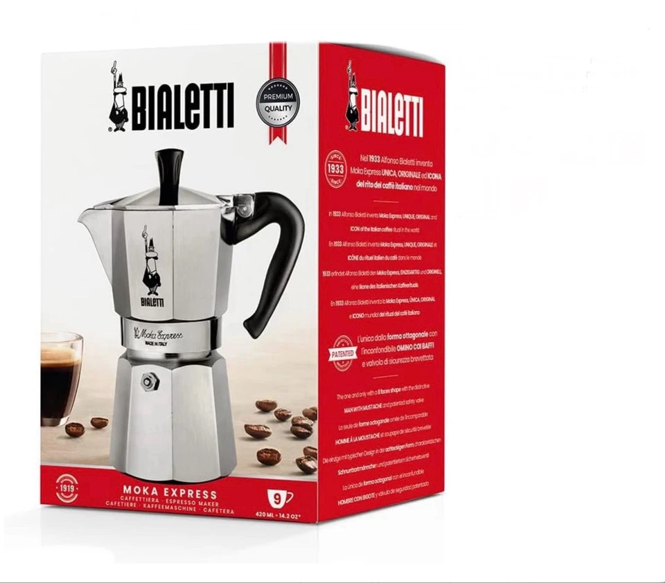 Bialetti Caffettiera Moka Express 9 tazze in alluminio 420 ml argento - Immagine 4 di 4