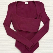 Womens Abercrombie Fitch Soft A F Ribbed Long Sleeve Bodysuit Size XSmall