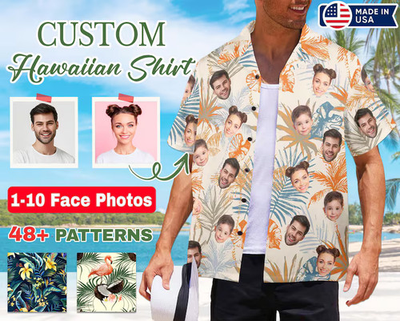 #ad Your Face Custom Hawaiian Shirt Personalized Photo Funny Aloha Button Up Gift $20.52