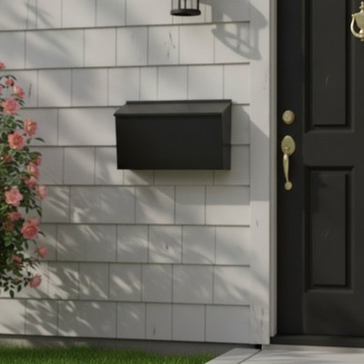 Large Capacity Wall-Mount Mailbox in Stylish Black - Durable Steel Construction