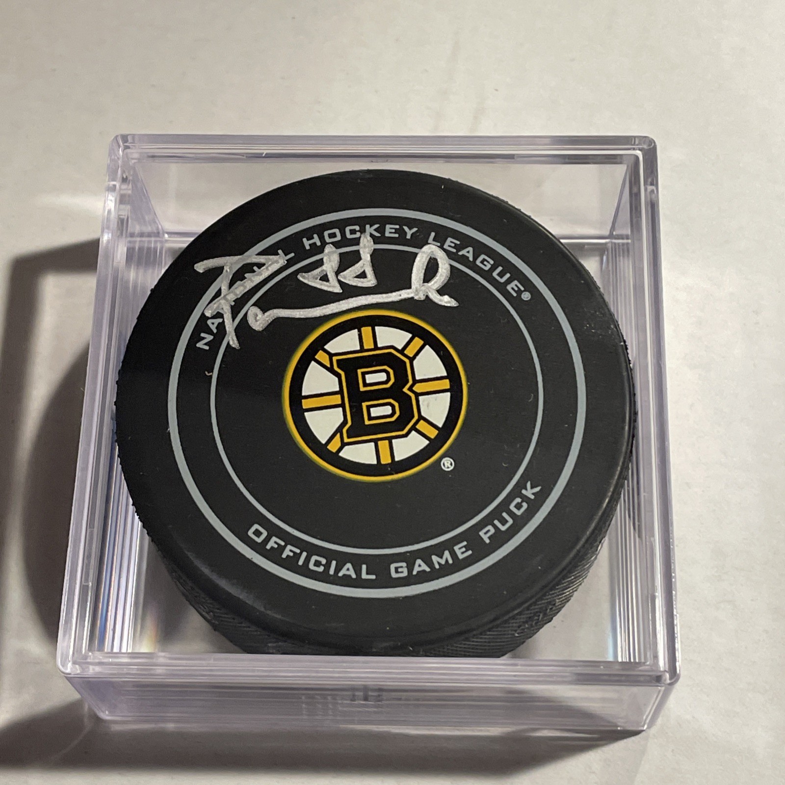 David Pastrnak Autographed Signed Boston Bruins 2017 NHL 100th Anniversary Official Game Puck Bruins! 