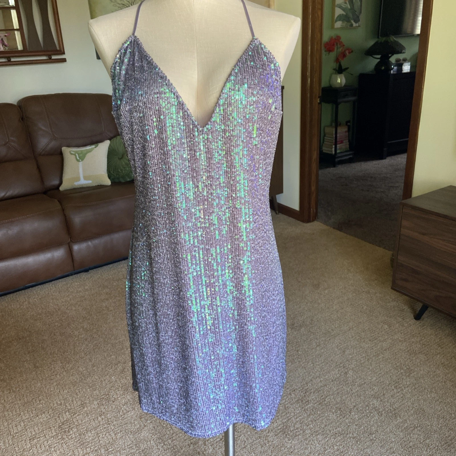 UNDERCOVER Abito da sera e pigiama Victoria's Secret grande lilla viola e blu con paillettes