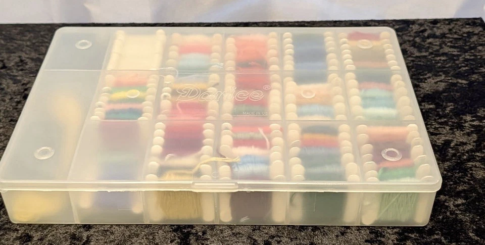 Lot of 91 Embroidery Floss Skeins In Box On Pre-Wound Bobbins  + Extra Bobbins - Image 2 of 2