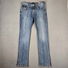 True Religion Mens Jeans 32x34 Blue Ricky Relaxed Straight Flap Denim Ankle Zip