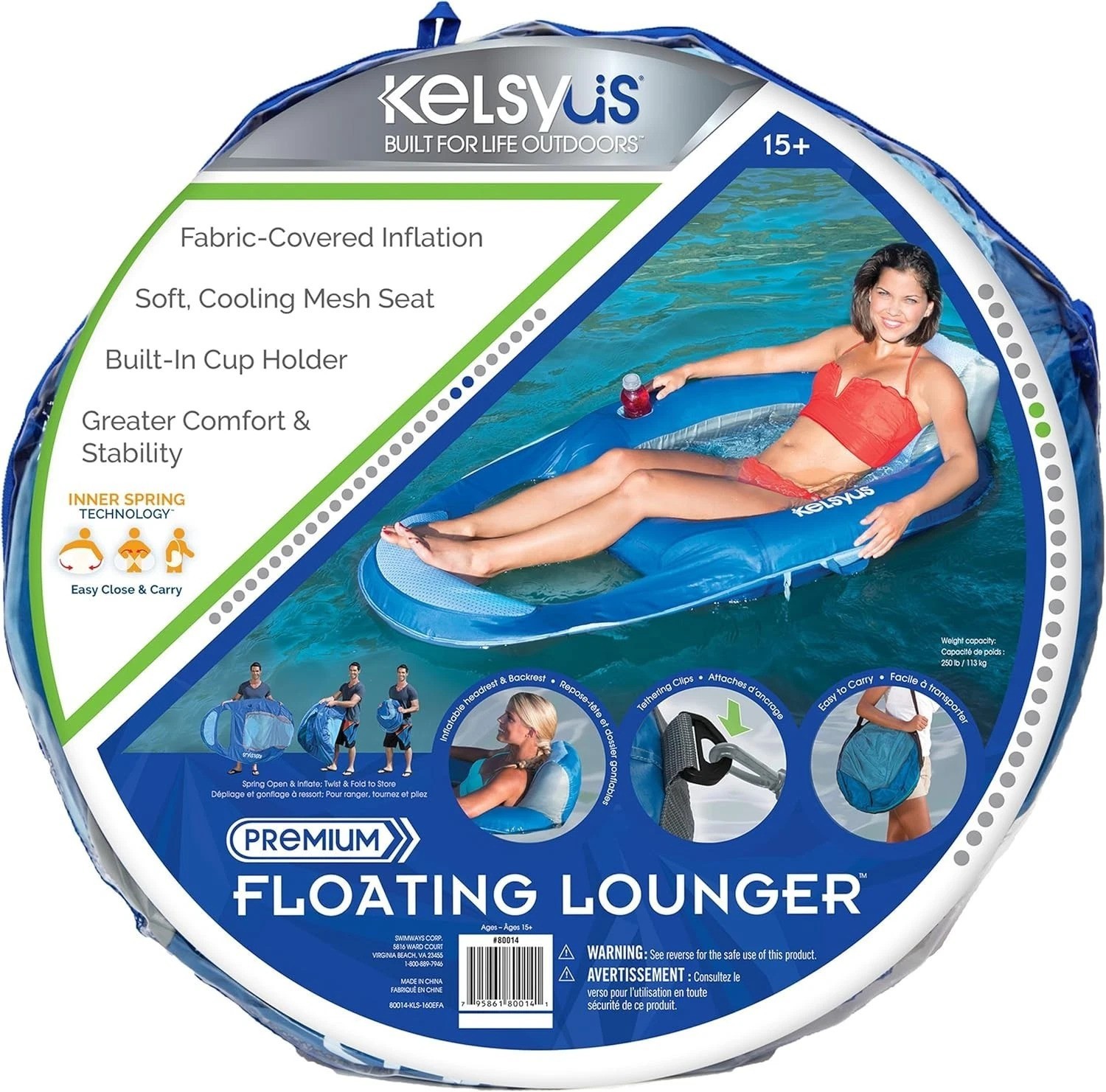 Ultimate Floating Lounger Chair for Adults, Inflatable & Portable with Carry Bag