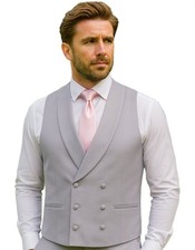 Grey Double-Breasted Fine Wool Formal Waistcoat WW802/5