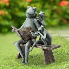 SPI Home Reading Frog Family Cast Aluminum Garden Sculpture
