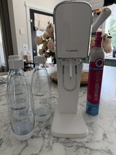 SodaStream Art White Soda Maker Quick Connect w/ CO2 Cylinder & 3 Bottles