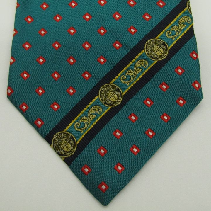 Gianni Versace Medusa Silk Tie Green Necktie Mens Luxury Authentic Rare thumbnail 6