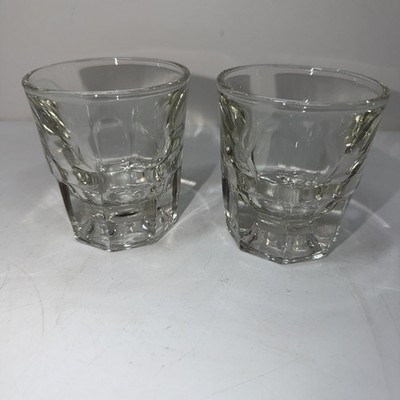Libbey clear Duratuff TM On the Rock Barroom glasses, 3  Tall Set of 2