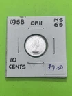 1958 Canadian 10c Dime .8 Silver Elizabeth II AG TRENDING AT $8