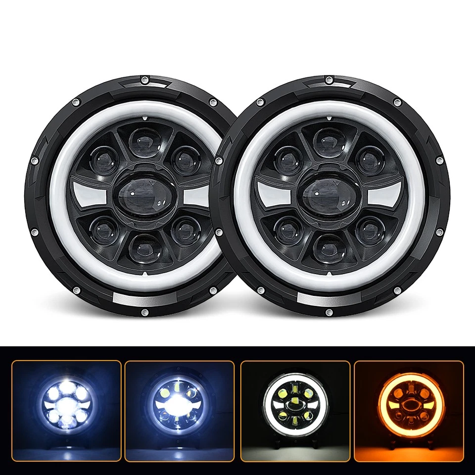 Faros LED redondos de 7 pulgadas para Dodge Magnum 2005 2007 haz alto/bajo lámpara DRL Foto 2 de 4