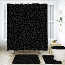 Onalasyc 4 Pcs Cheetah Shower Curtain,Black Leopard Animal Print Bathroom Set...