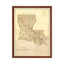 Old Map of Louisiana 1876 - Vintage Louisiana Art