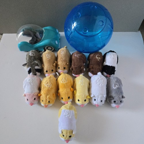 AS IS Lot of 13 Zhu Zhu Pets & 2 Accessories - Tested 6 Working & 7 Sound Only
