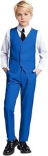 Yanlu Boy's Tuxedos Toddler Formal Suit 4PCS Set Blue White Slim Fit Size 12Y