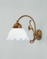 Wandleuchte Wohnzimmer Floral Blendarm Berliner Messing Glas T:29 Cm Wandlampe