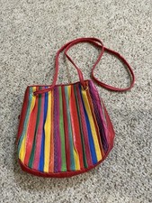 Sharif Made In USA Rainbow Leather 1980s Vintage Shoulder Bag Purse