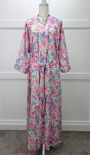 Vintage CHRISTIAN DIOR Robe Womens S Floral USA Long Lounge Wrap Union Made USA