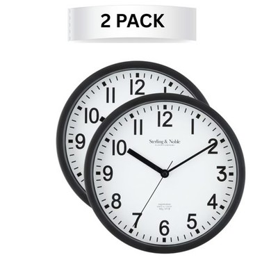 Mainstays Basic Indoor 8.78'' Black Analog Round Modern Wall Clock (2 Pack)
