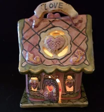 Blue Sky Love Candle House Tea Light By Heather Goldminc W/ Plate