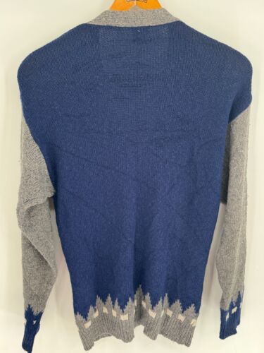 VTG GAP Navy Blue GrayChunky Knit Soft Wool Blend Cardigan Buttons Pockets Sz L - Picture 15 of 15