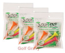 MARTINI Golf Tees - 3 packs of 5 Assorted Color MIDSIZE Tees 2 3/4"
