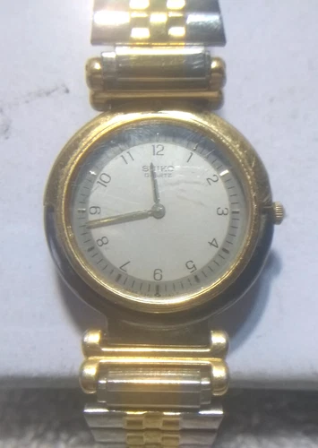 Seiko Quartz Watch 7320-0289 Women 2 Tone Dial Bracelet Band For Parts Repair