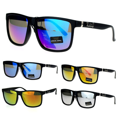 Locs Mirrored Lens Gangster Oversized Rectangular Horned Sunglasses