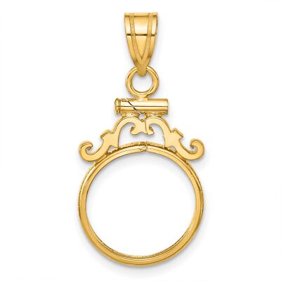 1988-2012 1/25 oz Crown Isle of Man Cat Screw Top Scroll Coin Bezel in 14k Gold