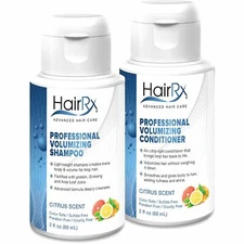HairRx Professional Volumizing Shampoo & Conditioner Travel Set, Luxurious Lathe