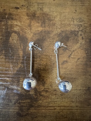 925 Stamped Sterling Silver Dangling Ball Earrings