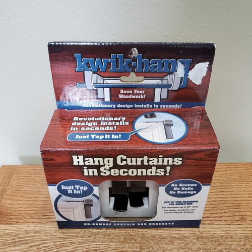 Kwik Hang Curtain Rod Brackets No Damage Set of 2 Brackets for Single 1 Inch Rod eBay