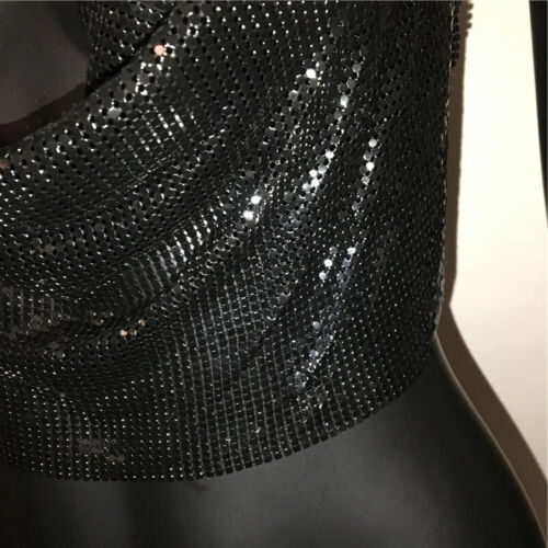 Metall Pailletten Neckholder Damen sexy V-Ausschnitt rückenlose Kette Tauchtank Weste kurzes Oberteil - Bild 17 von 27