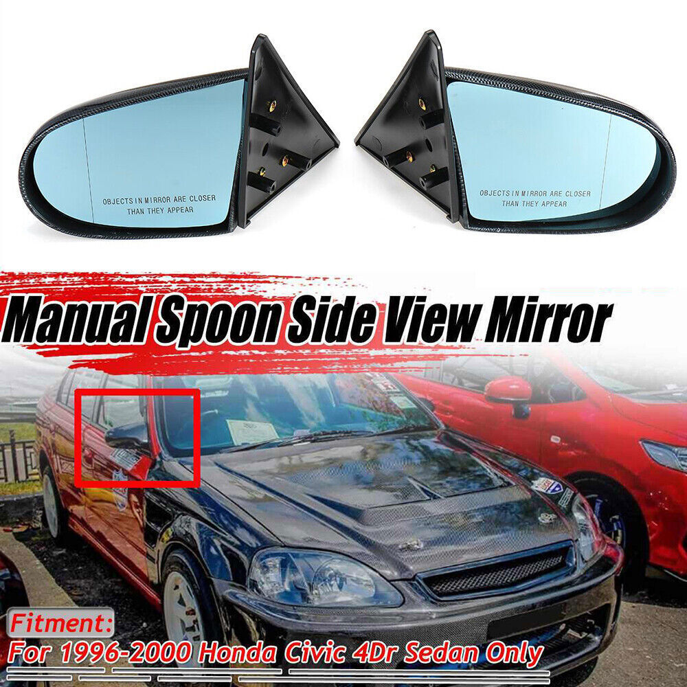 For 1996-2000 4DR Honda Civic Spoon Side Door Manual Mirrors