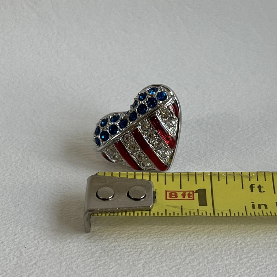 Broche comemorativo patriótico Swarovski Brave Heart bandeira americana 11 de setembro - Imagem 3 de 3