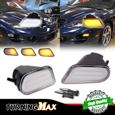 Clear SWITCHBACK Dynamic Amber & White DRL Turn Signal Lights For 98-02 Trans Am