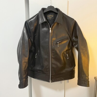 Mens Veg-tanned Horsehide Leather Vintage Style Motorcycle Retro Biker Jacket