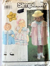 New Uncut FF Childs 2-6x Dress & Unlined Coat Sewing Pattern, Simplicity 7131