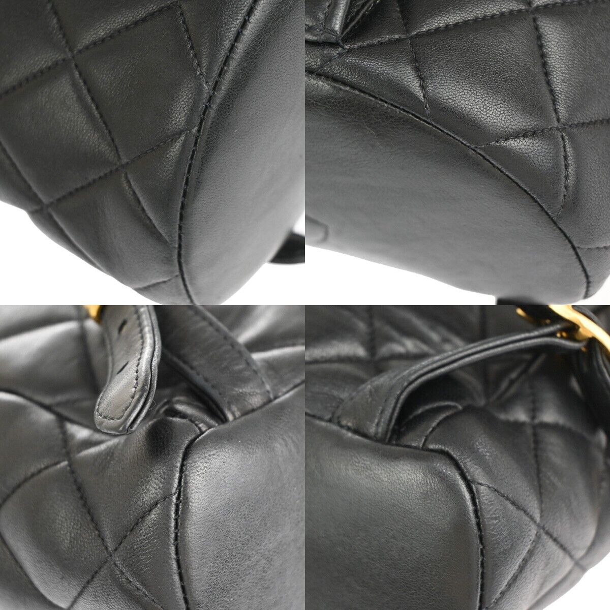 CHANEL CC Logo Matelasse Chain Backpack Bag Leather Black CHANEL CC Logo Matelasse Chain Backpack Bag Leather Black