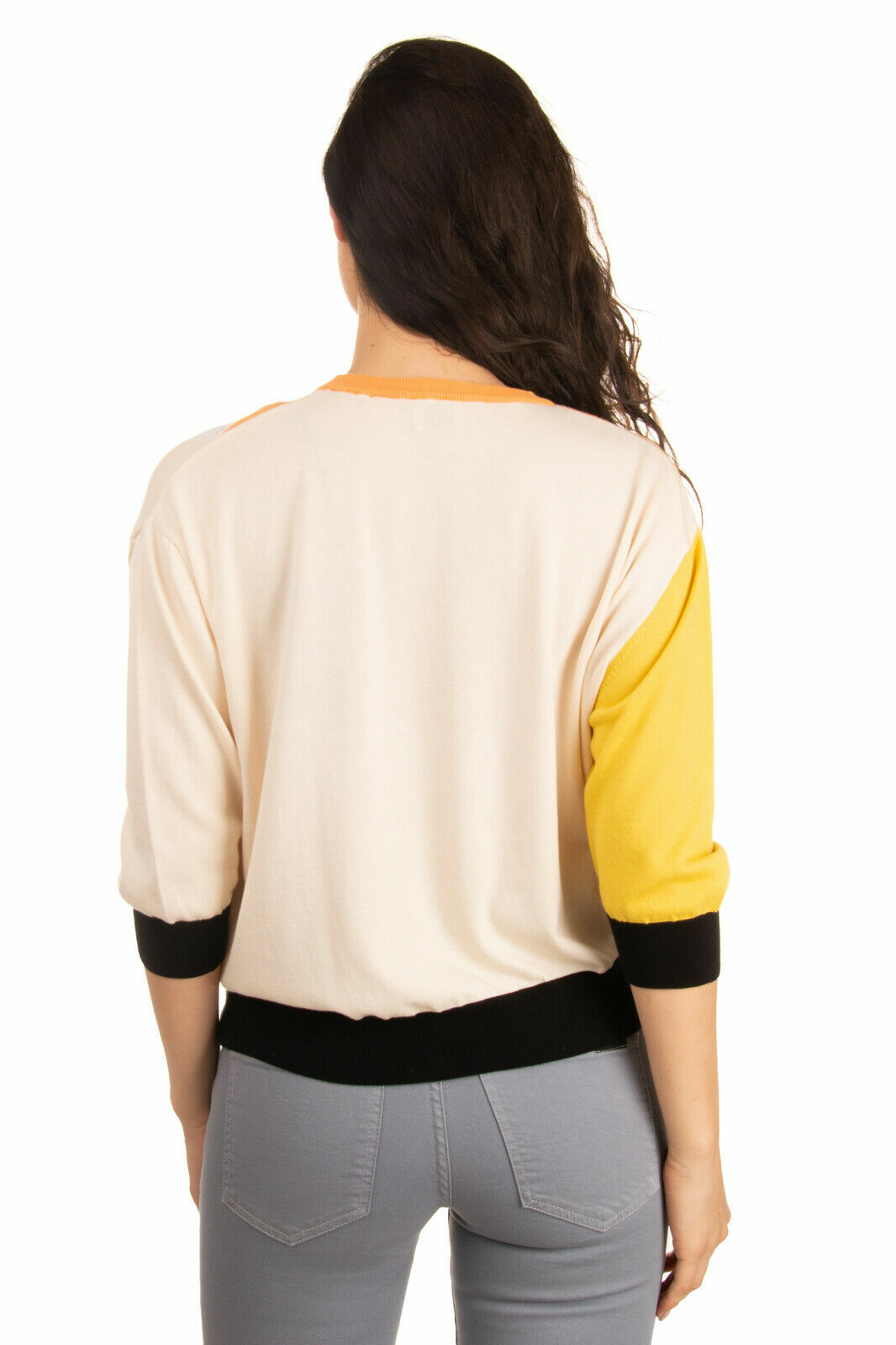 PEUTEREY Jumper Size 46 / XL Colour Block 3/4 Sleeve Made in Italy NEW image 3