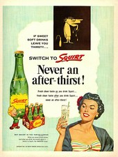 1954 vintage beverage AD for SQUIRT The Smooth Mixer in a Tartan Carton 040520