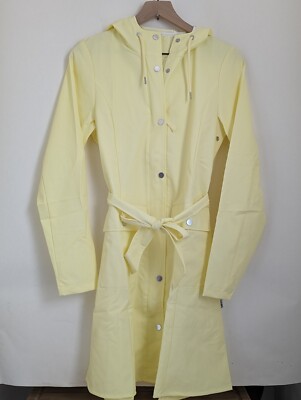 Nwt RAINS Jacket Women's Sz XS Straw Yellow Curve Belted Classic