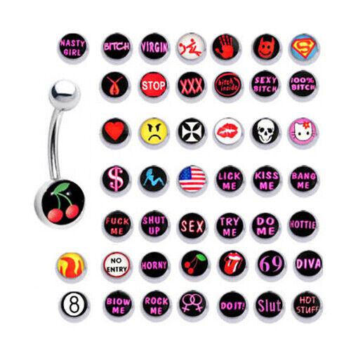 500 Logo & Word Belly Button Rings Wholesale - Afbeelding 1 van 1