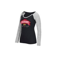 Reebok Chicago Blackhawks Damen Langarm T-Shirt NHL Schwarz/Grau Small