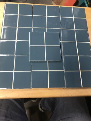 Lot 10 American Olean Capri Blue Scored 4-1/4  Ceramic Tile NOS