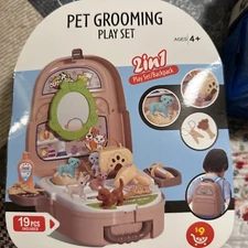 Pet Care Role Play Set Grooming Toys Feeding Dog Backpack Vet Kit Toy