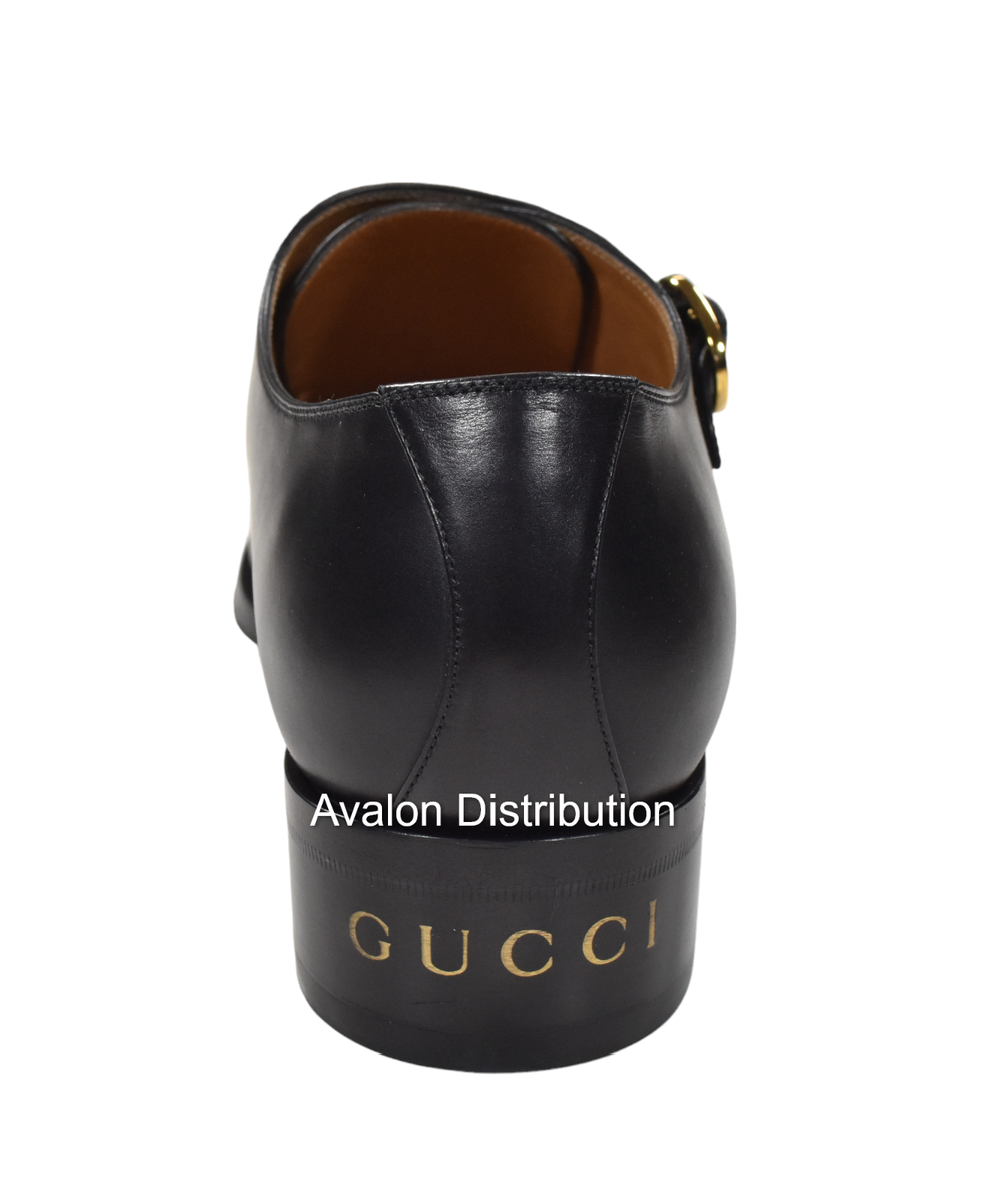 Authentic Men's Gucci Black Leather Zowie Double Monk Strap Shoes